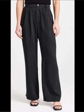 Reformation Ace Linen Wide-Leg Trousers in Black